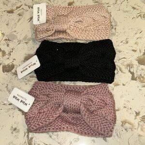 CROCHET ACRYLIC KNIT HEADBANDS/EAR COVERS SET OF 3 NWT